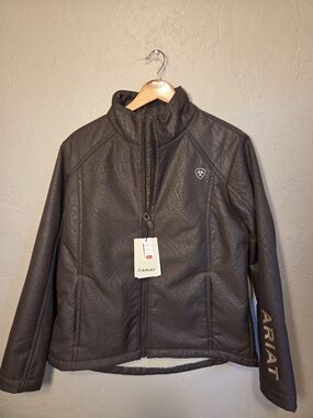 Ariat Faux Leather Softshell Jacket NWT Brown Western Equestrian Women’s Large